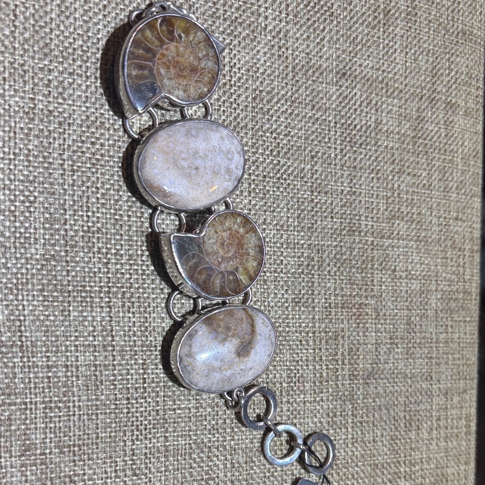 Ammonite and Coral  Fossil Bracelet by Charles Albert